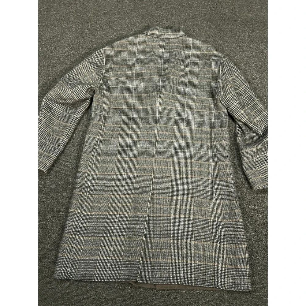Banana Republic Overcoat Men's‎ Large Brown Wool Glen Plaid Houndstooth Unlined